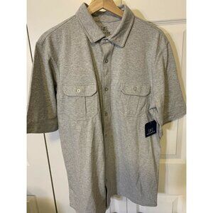 New George Men's‎ Sz M 38-40 Gray button up shirt short sleeve NWT